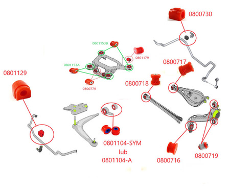 Rear anti-roll bar bush - MPBS: 0800730 BMW 3 E36, E36 Compact, E46, 5 E28, E34, E39, E39 Touring, 6 E24, 7 E32, Z3, Z4 E85 / E86,