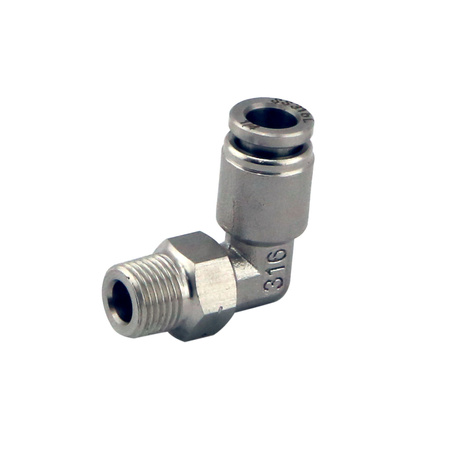 Turbosmart Wastegates szelep 1/8" NPT 90º Pushloc Fitting - SS - 1/4"