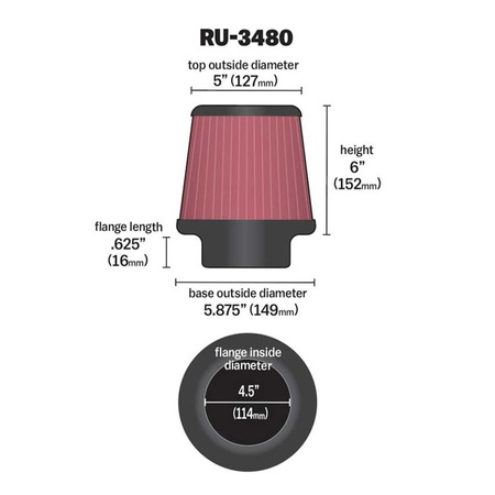 Universal cone filter K&N - RU-3480