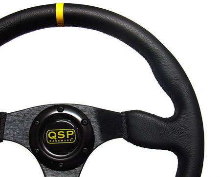 Leather steering wheel QSP 3 spoke 350mm flat