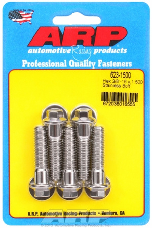 ARP "3/8""-16 x 1.500 hex SS bolts" (5pcs)