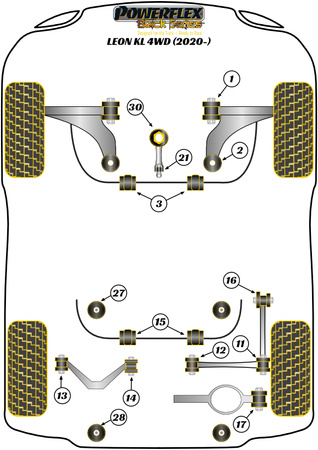 Mažesnis sukimo momentas Mount maža įvorė Powerflex poliuretano įvorė Black Series Seat Leon Models Leon Mk4 KL Incl. Cupra (2020 on) Leon KL 4WD PFF3-1324BLK