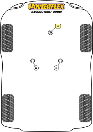 PowerAlign kampo varžtų rinkinys (14 mm) Powerflex poliuretano įvorė road+black Renault Kangoo Models Kangoo (1997-2008) PFA100-14