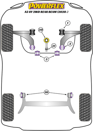 Wkładka dużego dolnego mocowania silnika na Tor Powerflex Road Series Audi A3 / S3 / RS3 & A3 / S3 / RS3 8Y (2020 on)\A3 MK4 8Y FWD (2020 on) Rear Beam PFF85-832P