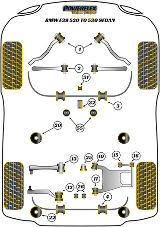 Tylna tuleja drążka stabilizatora 13mm Powerflex Black Series BMW 5 Series & E39 (1996 - 2004)\E39 520 to 530 PFR5-504-13BLK