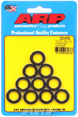 Śruby ARP  Chamfer Washer M12 ID 0.750 OD Black 10 Pack
