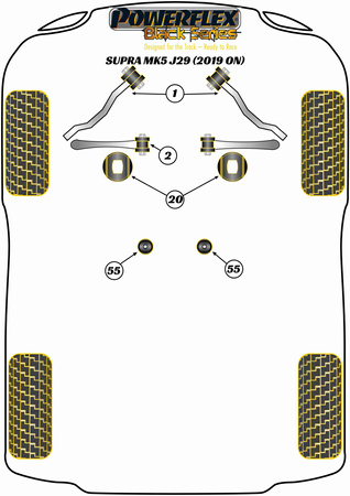 Getriebe Montagebuchse (Motorsport) Powerflex Polyurethanbuchse Black Series Toyota Supra Mk5 A90/J29 (2019 -) PFF5-4655BLK