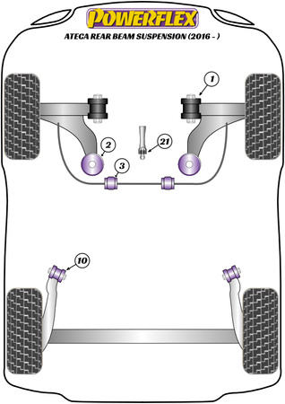 Kleine Buchse für die Halterung mit niedrigerem Drehmoment  Powerflex Polyurethanbuchse Road Series Seat Ateca (2016-ON) Ateca Rear Beam (2016-ON) PFF3-1326