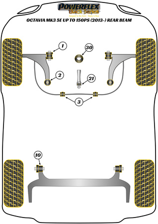 Priekinė apsaugos nuo riedėjimo juostos įvorė 24mm Powerflex poliuretano įvorė Black Series Skoda Octavia Octavia Mk3 5E (2013-2019) Octavia 5E up to 150PS Rear Beam PFF85-803-24BLK
