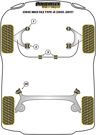 Querlenker Hinterrad Buchsen  Powerflex Polyurethanbuchse Black Series Honda Civic Models Civic Mk9 FK2 Type-R (2015 - 2017) PFF25-902BLK