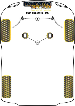 Vorderer Radius Arm Buchse Nachlauf einstellbar Powerflex Polyurethanbuchse Black Series BMW 3 Series G20, G21, G28, G80 (2018 on) G20, G21 (2018 - ) PFF5-2501GBLK