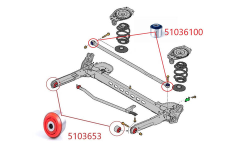 Panhard MPBS galinė vairo trauklės įvorė: 51036100 Nissan Primastar, Opel Vivaro A, Renault Trafic II,