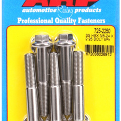 ARP "3/8""-24 x 2.250 hex 7/16 wrenching SS bolts" (5pcs)
