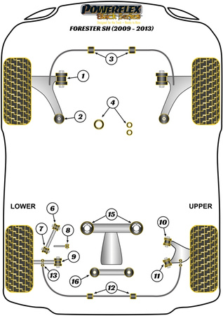 Przednia tuleja przedniego wahacza Powerflex Black Series Subaru Forester & Forester SH (2009 - 2013) PFF69-501BLK