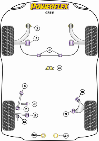 Przednia tuleja tylnego wahacza wleczonego Powerflex Road Series Toyota GR 86 (2021 on) PFR69-810