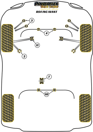 Galinė apsaugos nuo riedėjimo juostos įvorė 16mm Powerflex poliuretano įvorė Black Series Audi A4 / S4 / RS4 A4 / S4 / RS4 B7 (2005-2008) RS4 inc. Avant PFR3-210-16BLK