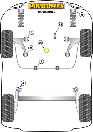 Vordere Federbein Top Mount Buchsscheibe Powerflex Polyurethanbuchse Road Series Skoda Rapid (2011- ) PFF85-431W