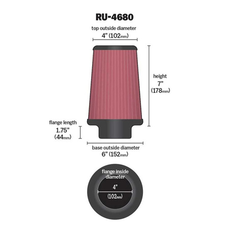 K&N Universal-Kegelfilter RU-4680