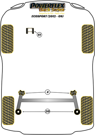 Hátsó rugós felső leválasztó betét Powerflex poliuretán szilent Black Series Ford EcoSport (2012 - ON) PFR19-2030BLK