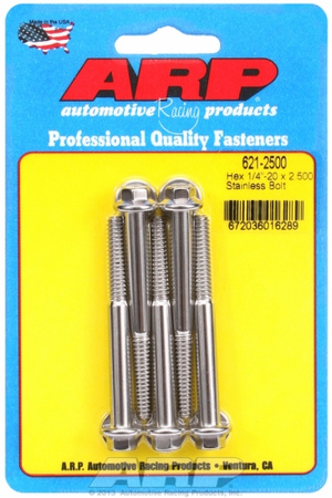 ARP "1/4""-20 x 2.500 hex SS bolts" (5pcs)