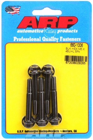 ARP M6 x 1.00 x 45 hex black oxide bolts (5pcs)