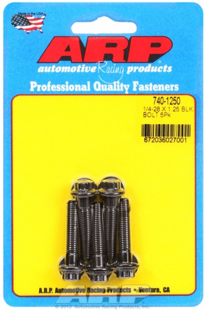 ARP "1/4""-28 x 1.250 12pt black oxide bolts" (5pcs)
