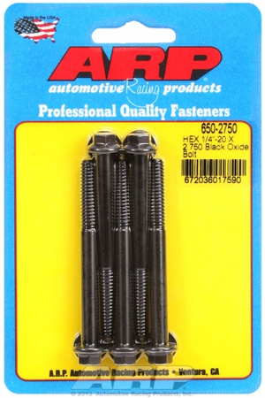 ARP "1/4""-20 X 2.750 hex black oxide bolts" (5pcs)