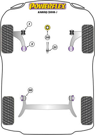 Querlenker Hinterradbuchse, Nachlauf verstellbar Powerflex Polyurethanbuchse Road Series Skoda Karoq (2017 on) Karoq 2WD PFF3-902G