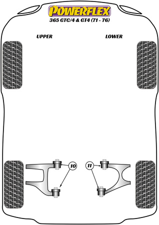 Rear Upper Wishbone Inner Bush Powerflex Polyurethane Bush Road Series Ferrari 365GT4 & GTC/4 (1971 - 1976) PF17-110