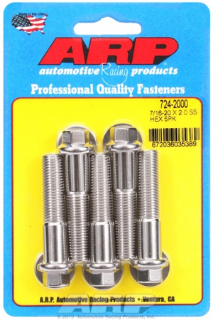 ARP "7/16""-20 x 2.000 hex SS bolts" (5pcs)