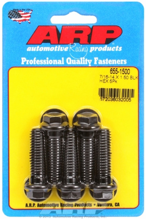 ARP "7/16""-14 X 1.500 hex 1/2 wrenching black oxide bolts" 5pcs