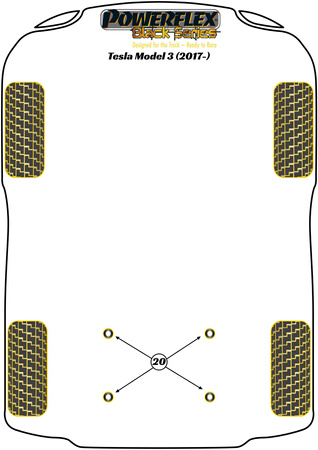 Hinterer Hilfsrahmenbuchsen-Einsatzsatz Powerflex Polyurethanbuchse Black Series Tesla Model 3 (2017 - 2023) PFR75-320BLK