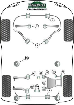 Hintere Stabilisator-Montagebuchse 13mm Powerflex Polyurethanbuchse Heritage Collection BMW 5 Series E39 (1996 - 2004) E39 540 Touring PFR5-504-13H