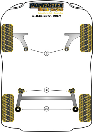 Querlenker Hinterradbuchse, Nachlauf verstellbar Powerflex Polyurethanbuchse Black Series Ford B-Max (2012-2017) PFF19-1502GBLK