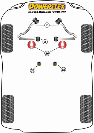 Front Radius Arm To Chassis Bush Powerflex Polyurethane Bush Road Series Toyota Supra Mk5 A90/J29 (2019 -) PFF5-5401