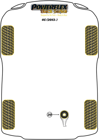 Unterer Einsatz der Motorhalterungsbuchse Powerflex Polyurethanbuchse Black Series Alfa Romeo 4C (2013-) PF1-1020BLK