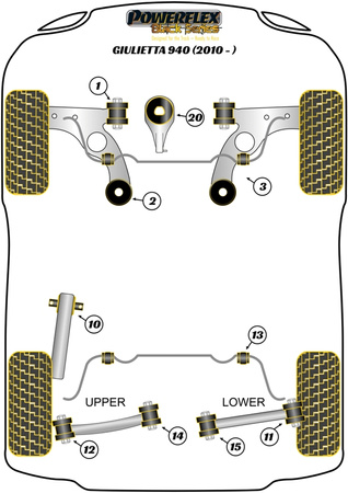 Front Arm Front Bush  Powerflex Polyurethane Bush Black Series Alfa Romeo Giulietta 940 (2010 - 2020) PFF1-1001BLK