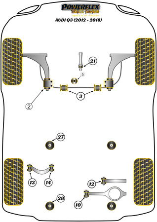 Alacsonyabb nyomatékú kis persely Powerflex poliuretán szilent Black Series Audi Q3 / RSQ3 Q3 / RSQ3 8U (2012 - 2018) Q3 8U PFF3-1321BLK