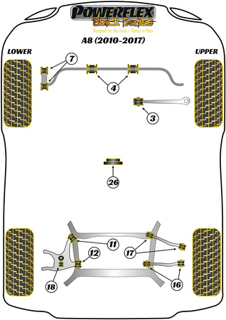 Tuleja przedniego górnego wahacza - regulacja kąta pochylenia Powerflex Black Series Audi A8 / S8 & A8 / S8 D4 (2010 - 2017)\A8 (2010 - 2017) PFF3-203GBLK