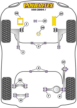 Zewnętrzna tuleja tylnego drążka kontrolnego Powerflex Road Series Volvo V50 (2004 - 2012) PFR88-308