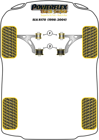 Első lánctalpas vezérlőkar első persely Powerflex poliuretán szilent Black Series Mercedes-Benz SLK R170 (1998 - 2004) PFF40-601BLK