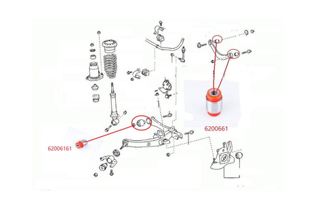 Rear upper arm bushing, inside and external - MPBS: 6200661 Toyota Avensis II T25,