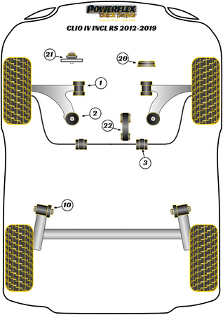 Tuleja stabilizatora przód 22.5mm Powerflex Black Series Renault Clio Models & Clio IV inc RS (2012 - 2019) PFF60-703-22.5BLK