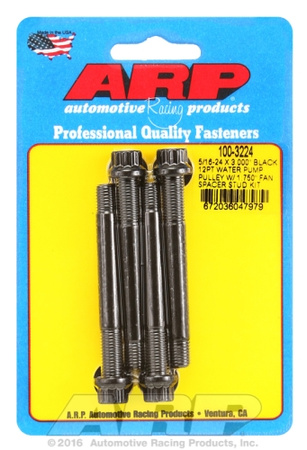 ARP 5/16-24x3.000 black 12pt WP pully w/1.750" fan spcr stud