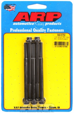 ARP "1/4""-20 x 3.750 12pt black oxide bolts" (5pcs)