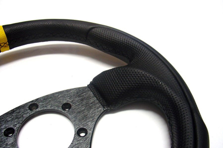 Leather steering wheel QSP 3 spoke 300mm flat