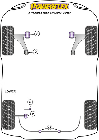 Hátsó stabilizátor persely 16mm Powerflex poliuretán szilent Road Series Subaru XV/Crosstrek GP (2013 - 2018) PFR69-512-16