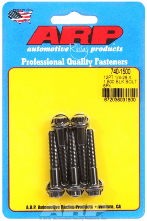 ARP "1/4""-28 x 1.500 12pt black oxide bolts" (5pcs)