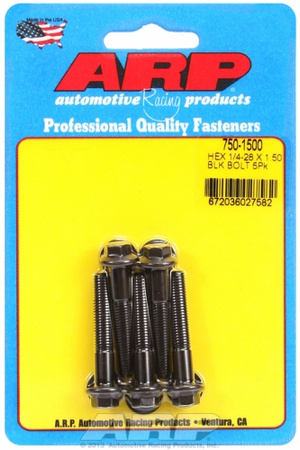 ARP "1/4""-28 x 1.500 hex black oxide bolts" (5pcs)