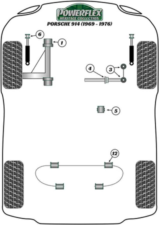 Hintere Stabilisatorbuchse 18mm Powerflex Polyurethanbuchse Heritage Collection Porsche 914 (1970 - 1976) PFR57-412-18H